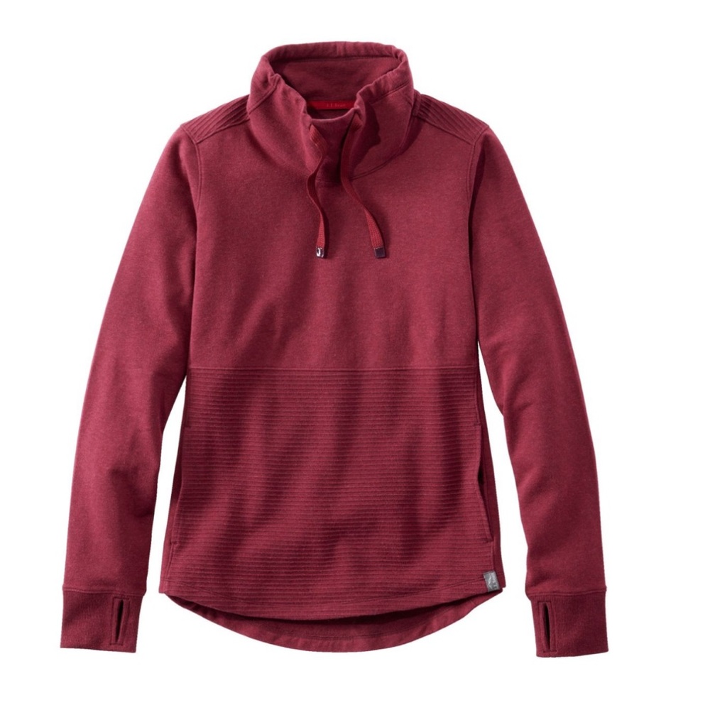Women's L.L.Bean Cozy Mixed-Knit Pullover - Deep Rosewood Heather- Large Tall